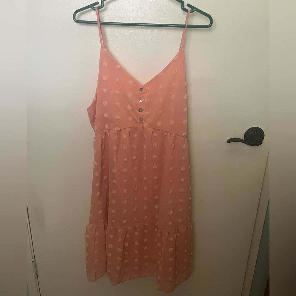 Peach Swiss Dot Sundress